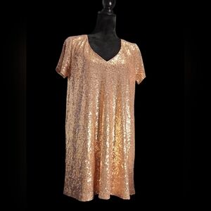 Lulu's Gold Sequin Detail Dress